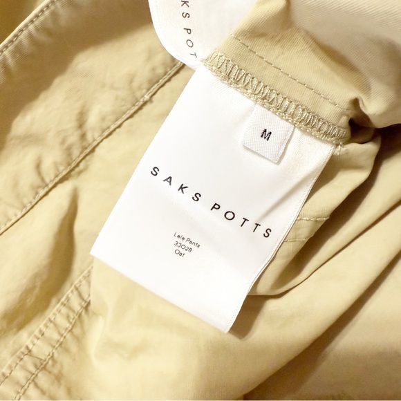 Saks Potts Lele Pleated Baggy Straight Leg Pants in Oat Brown size Medium - Picture 8 of 14